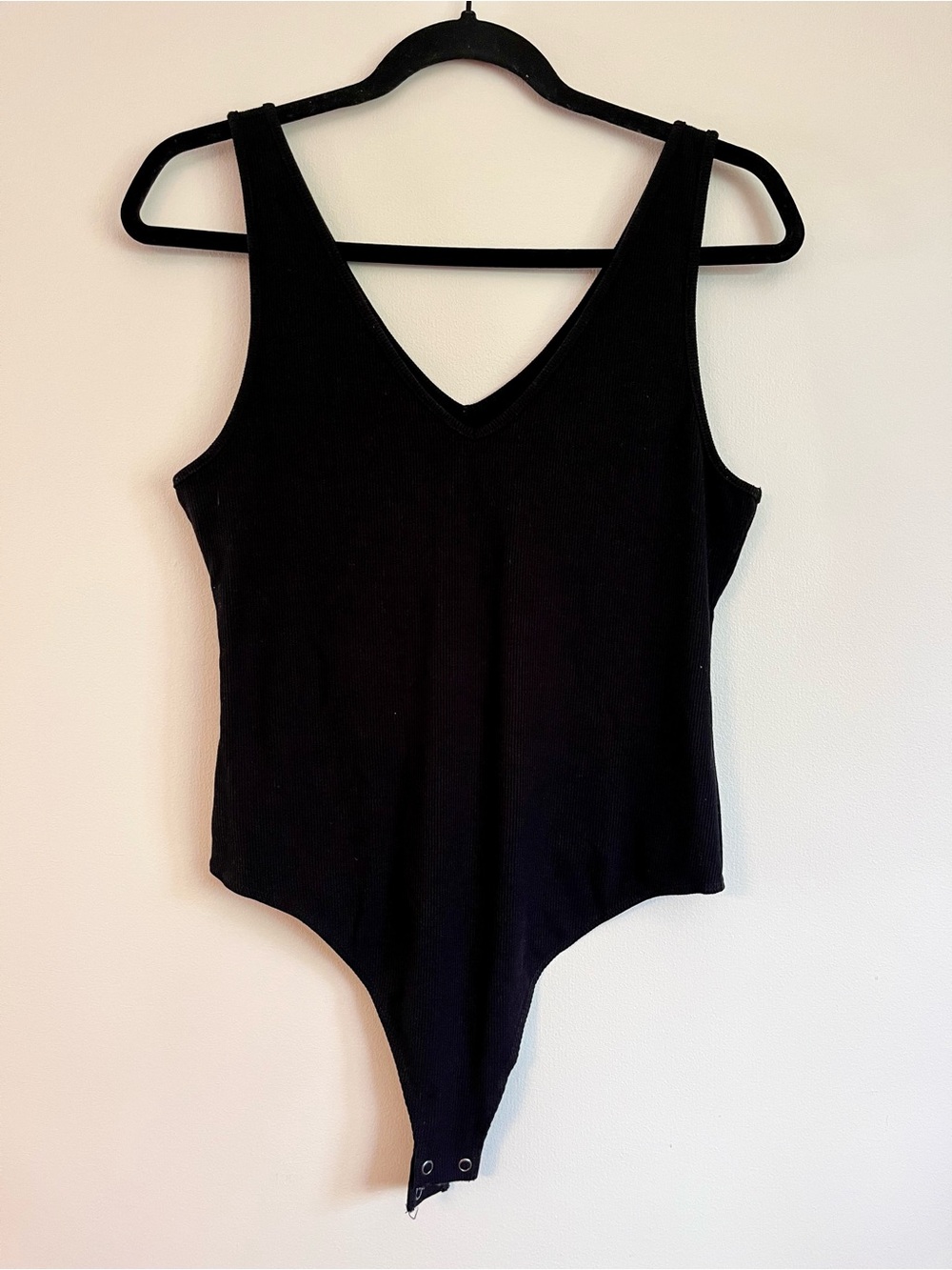 American Eagle Outfitters Black Ribbed V-Neck Bodysuit